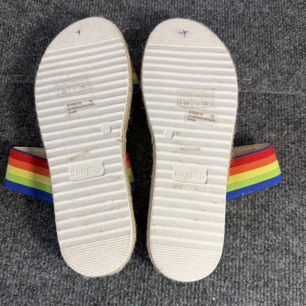 Bamboo Rainbow Double Strap Slide Sandals Women's Size 7.5 Espadrille Boho - Picture 7 of 9